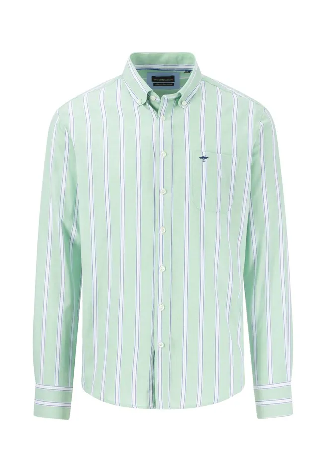 FYNCHHATTON Shirt With Buttondown Collar And Stripes Summer Breezeturf Green Men Shirts