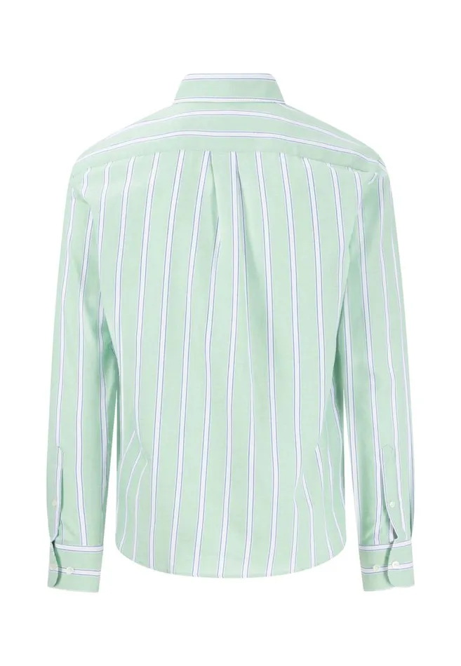 FYNCHHATTON Shirt With Buttondown Collar And Stripes Summer Breezeturf Green Men Shirts