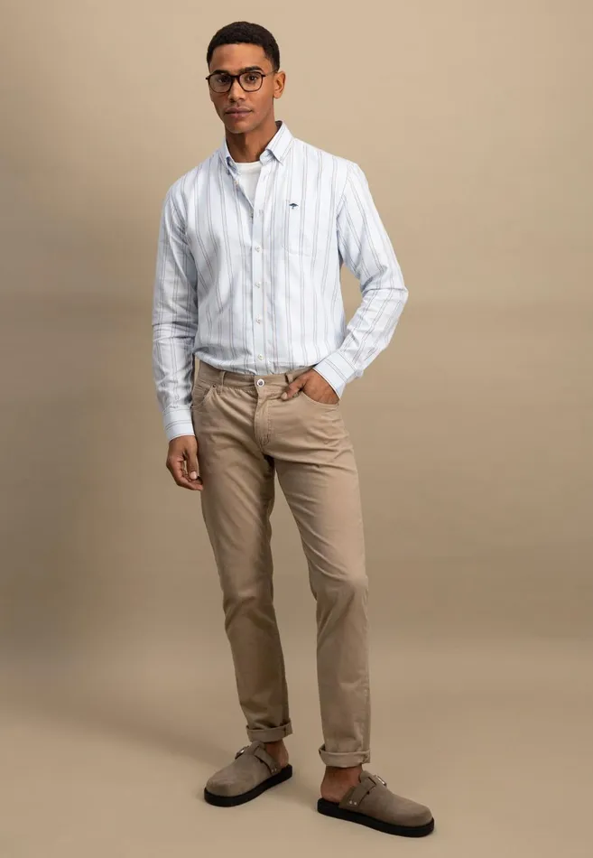FYNCHHATTON Shirt With Buttondown Collar And Stripes Summer Breezeturf Green Men Shirts