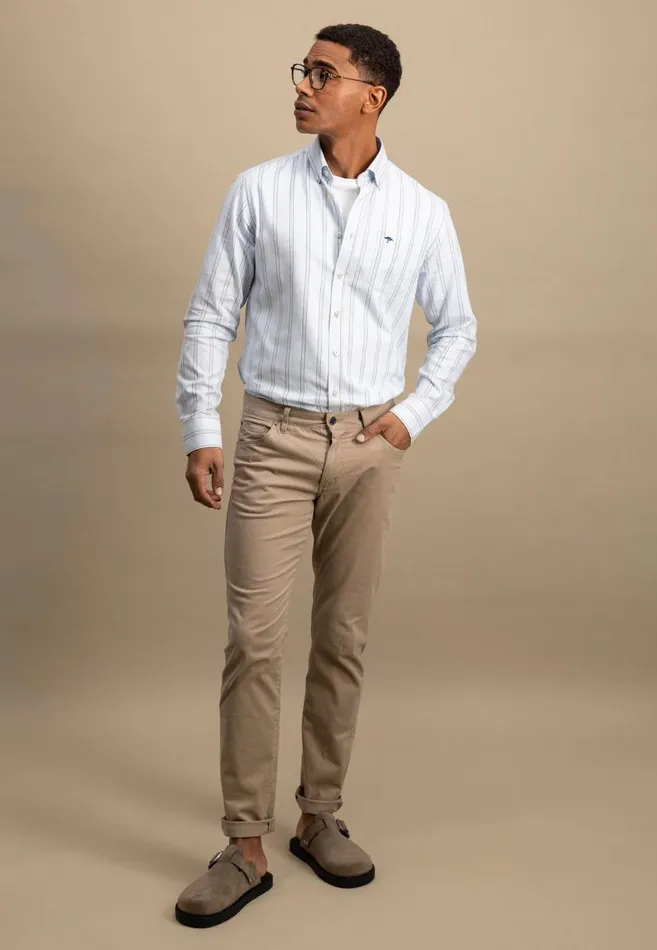 FYNCHHATTON Shirt With Buttondown Collar And Stripes Summer Breezeturf Green Men Shirts