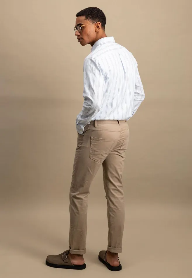 FYNCHHATTON Shirt With Buttondown Collar And Stripes Summer Breezeturf Green Men Shirts