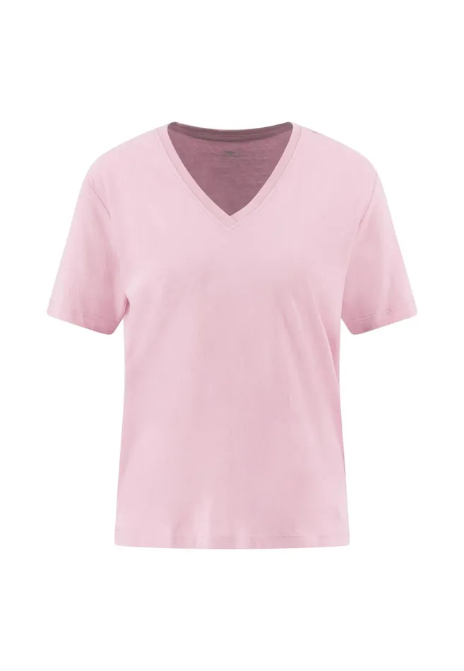 FYNCHHATTON Shortsleeved Tshirt In Plain Colors With A Vneck Whitesandsummer Redfresh Roseocean Violetlight Blueblack Women Tshirts