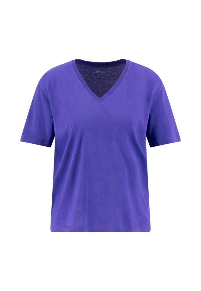 FYNCHHATTON Shortsleeved Tshirt In Plain Colors With A Vneck Whitesandsummer Redfresh Roseocean Violetlight Blueblack Women Tshirts