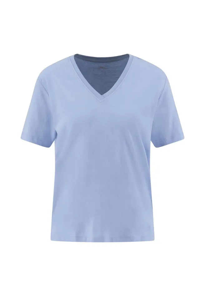 FYNCHHATTON Shortsleeved Tshirt In Plain Colors With A Vneck Whitesandsummer Redfresh Roseocean Violetlight Blueblack Women Tshirts