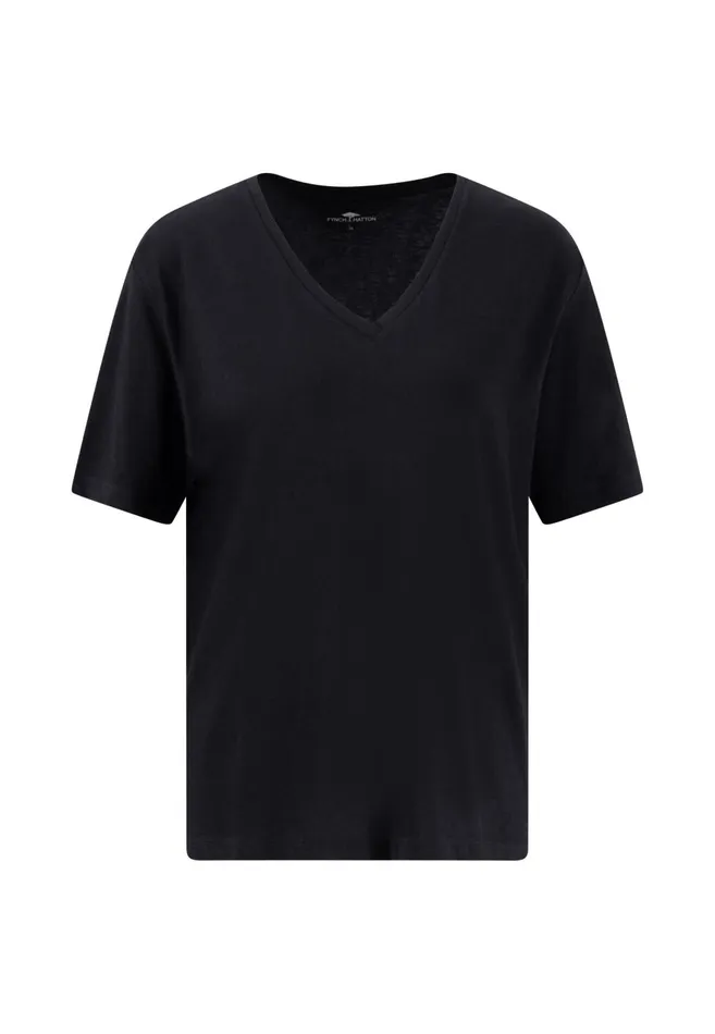 FYNCHHATTON Shortsleeved Tshirt In Plain Colors With A Vneck Whitesandsummer Redfresh Roseocean Violetlight Blueblack Women Tshirts