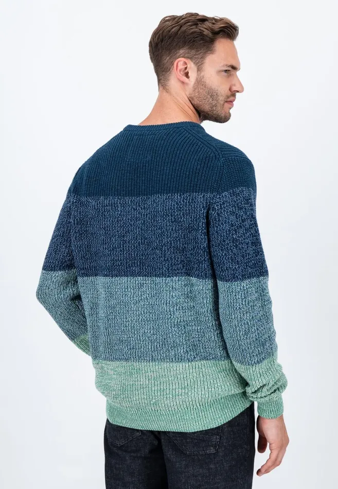 FYNCHHATTON Striped Knitting Sweater Made Of Cotton Dark Teal Men Sweater