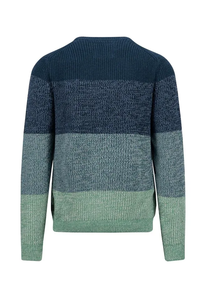 FYNCHHATTON Striped Knitting Sweater Made Of Cotton Dark Teal Men Sweater