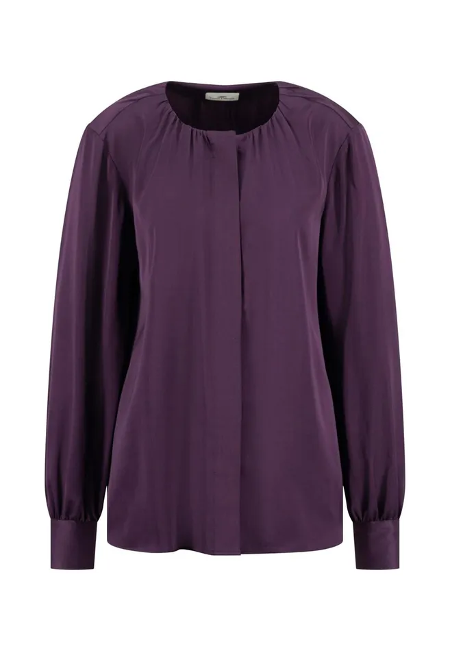 FYNCHHATTON Viscose Blouse With A Round Neckline Modern Plumblack Women Blouses FYNCHHATTON Viscose Blouse With A Round Neckline Modern Plumblack Women Blouses