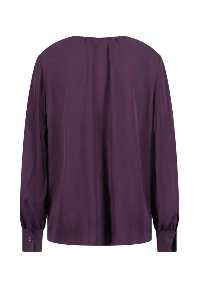 FYNCHHATTON Viscose Blouse With A Round Neckline Modern Plumblack Women Blouses