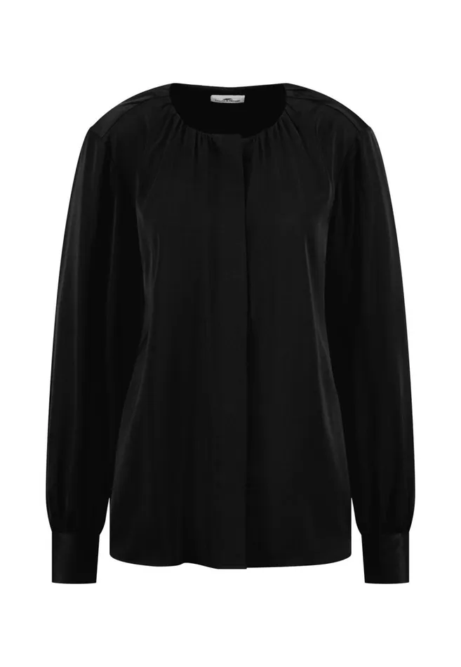 FYNCHHATTON Viscose Blouse With A Round Neckline Modern Plumblack Women Blouses