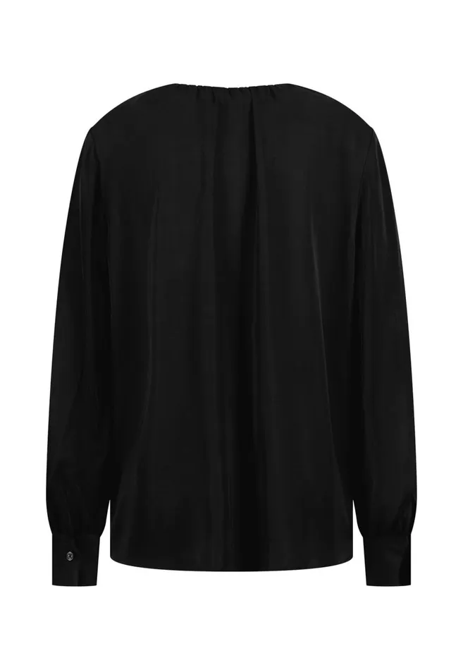 FYNCHHATTON Viscose Blouse With A Round Neckline Modern Plumblack Women Blouses