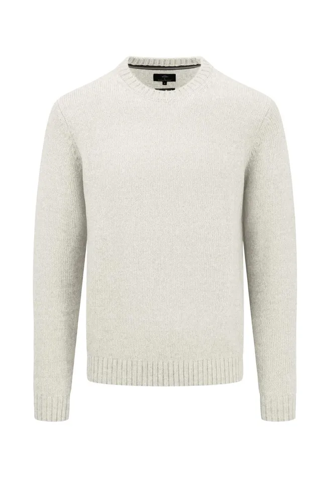 FYNCHHATTON Warm Knit Sweater With Oneck Offwhitesay Greenlight Skynavycamel Men Sale