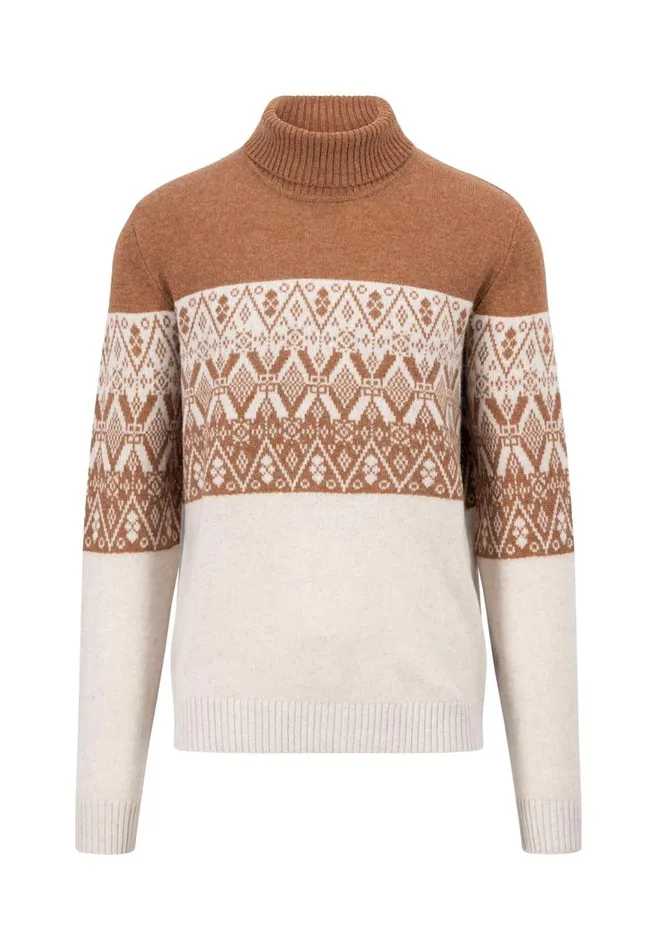 FYNCHHATTON Wool With Jacquard Knit Winter Whitenavy Men Sweater
