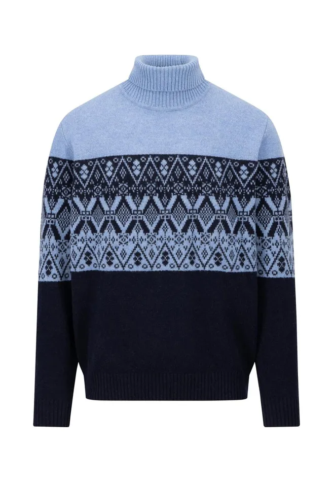 FYNCHHATTON Wool With Jacquard Knit Winter Whitenavy Men Sweater