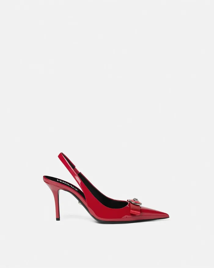 Gianni Ribbon Women Versace Gianni Ribbon Slingback Pumps 85 Mm Red