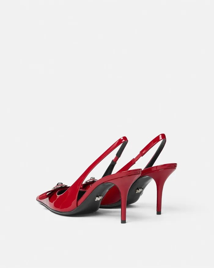 Gianni Ribbon Women Versace Gianni Ribbon Slingback Pumps 85 Mm Red