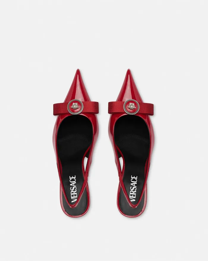 Gianni Ribbon Women Versace Gianni Ribbon Slingback Pumps 85 Mm Red