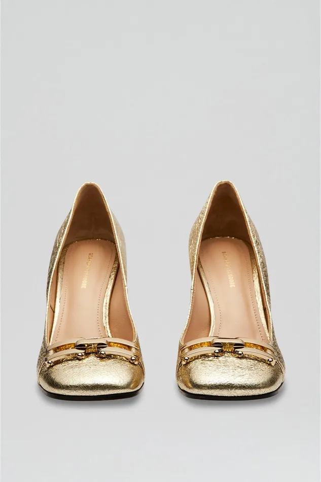 GOLD TRIM SQUARE TOE PUMP 95 LIGHTGOLD Women Shoes Scanlan Theodore