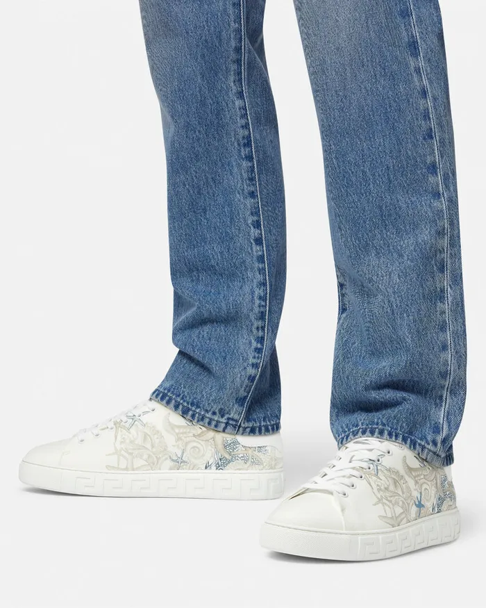 Greca Men Versace Barocco Sea Greca Sneakers White