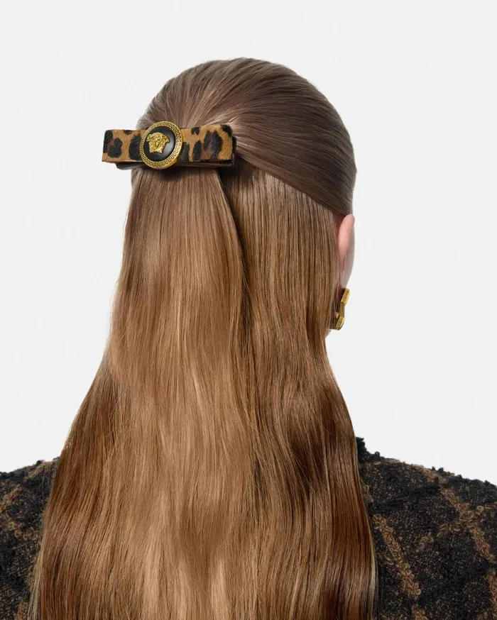 Hair Accessories Women Versace Gianni Ribbon Leopard Hair Clip Animalier