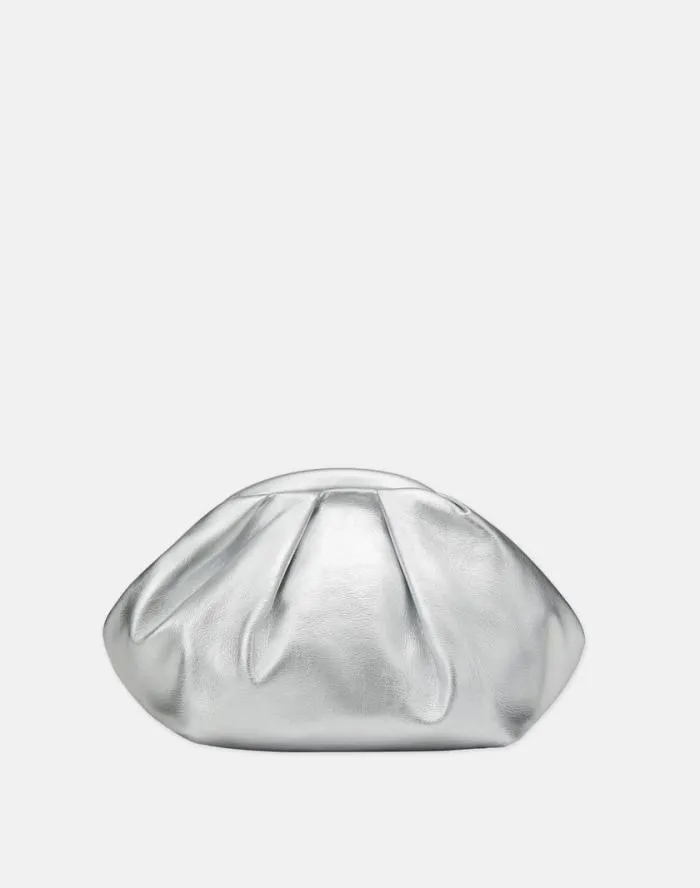 Handbags Metallic Nappa Leather Pochette Silver Lafayette 148 New York Clutches