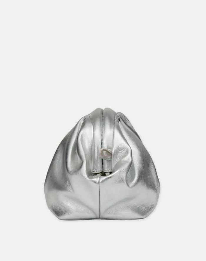 Handbags Metallic Nappa Leather Pochette Silver Lafayette 148 New York Clutches