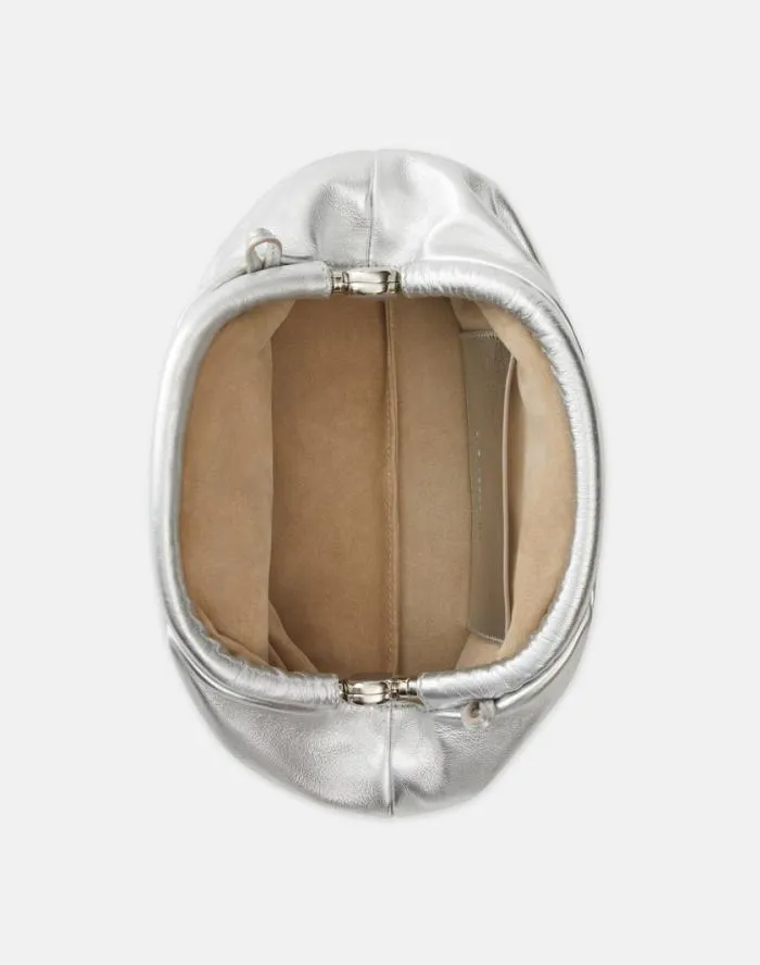 Handbags Metallic Nappa Leather Pochette Silver Lafayette 148 New York Clutches