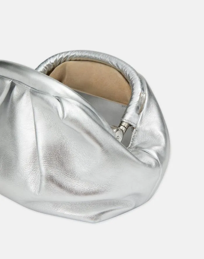Handbags Metallic Nappa Leather Pochette Silver Lafayette 148 New York Clutches