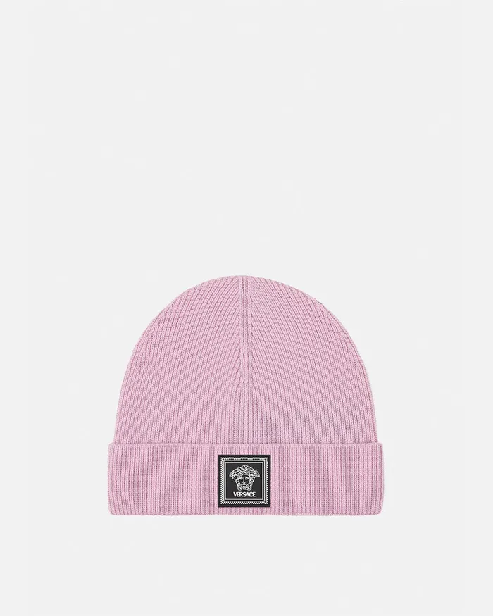 Hats and Caps WomenMen Versace Medusa Wool Ribbed Beanie Light Pink