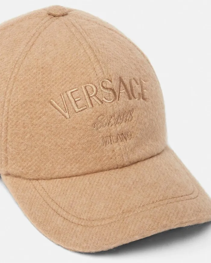 Hats and Caps WomenMen Versace Milano Stamp Wool Baseball Cap Brown