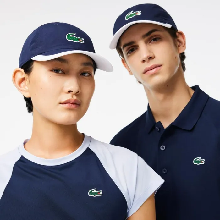 Hats WomenMen Lacoste Unisex SPORT Contrast Border Lightweight Cap Navy Blue White 525