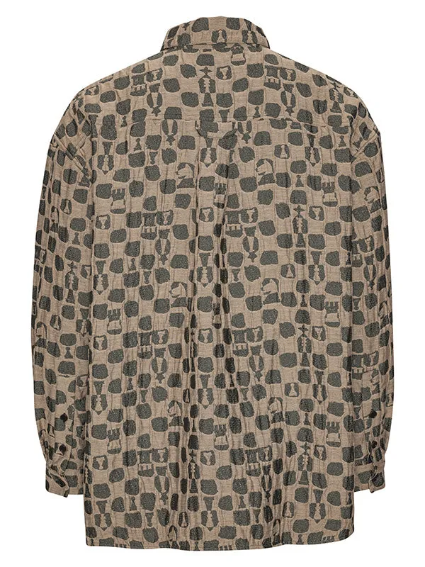 Henrik Vibskov Boutique Big Shirt 8211 Brown Black Chess Men Shirts