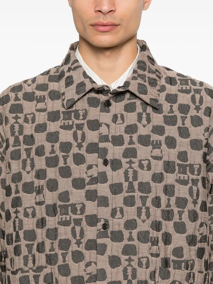 Henrik Vibskov Boutique Big Shirt 8211 Brown Black Chess Men Shirts