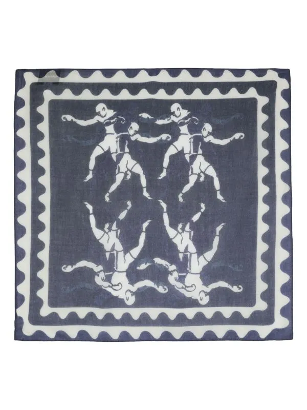 Henrik Vibskov Boutique Boxing Light Wool Scarf 8211 Navy White Fighter Men Scarves