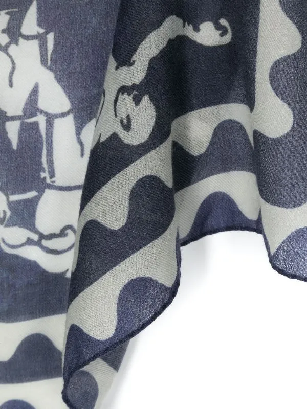 Henrik Vibskov Boutique Boxing Light Wool Scarf 8211 Navy White Fighter Men Scarves