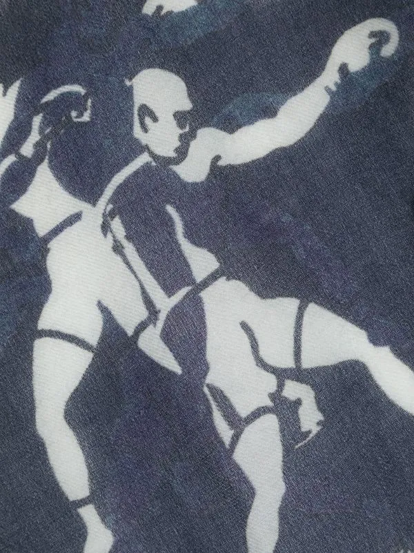 Henrik Vibskov Boutique Boxing Light Wool Scarf 8211 Navy White Fighter Men Scarves