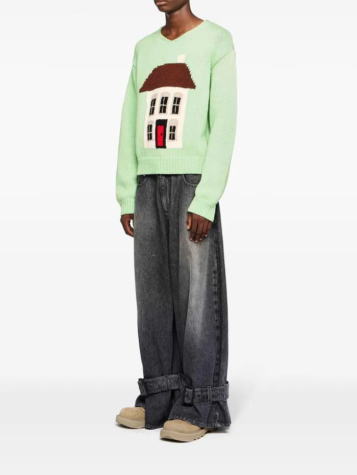 Henrik Vibskov Boutique Graphic Jumper 8211 Spearmint Men Knitwear