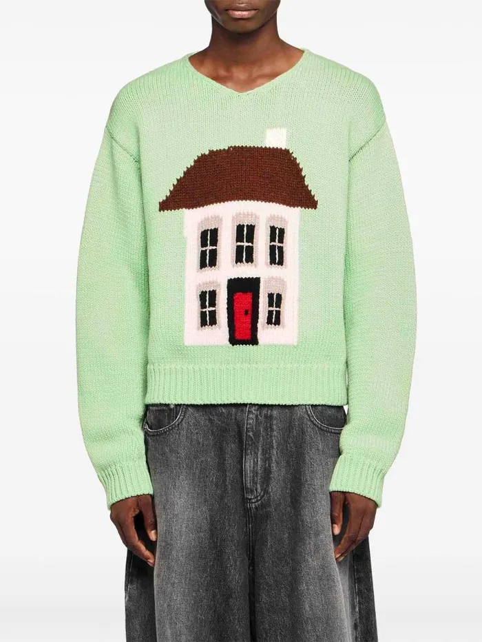 Henrik Vibskov Boutique Graphic Jumper 8211 Spearmint Men Knitwear