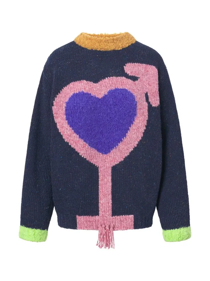 Henrik Vibskov Boutique Heart Sweater 8211 Navy Men Knitwear