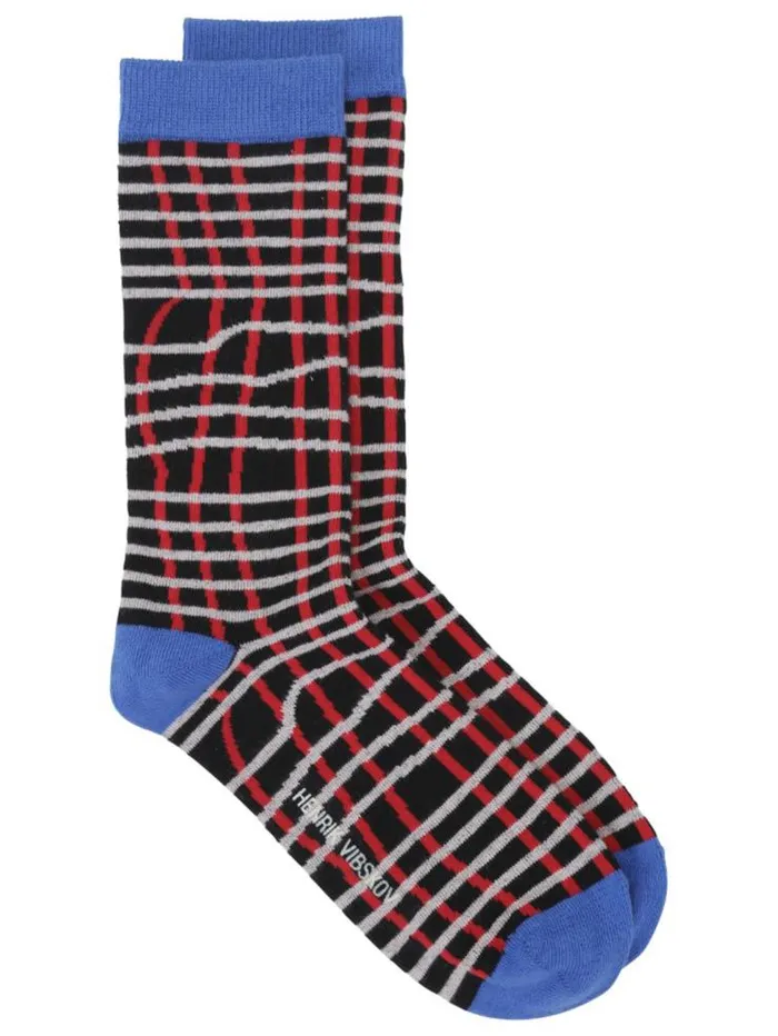 Henrik Vibskov Boutique Loose Grid Femme Socks 8211 Red Pink Blue Grid Women Socks Henrik Vibskov Boutique Loose Grid Femme Socks 8211 Red Pink Blue Grid Women Socks
