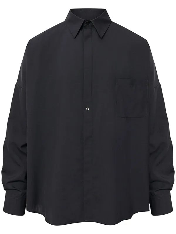 Henrik Vibskov Boutique Parker Wool Shirt 8211 Charcoal Men Shirts