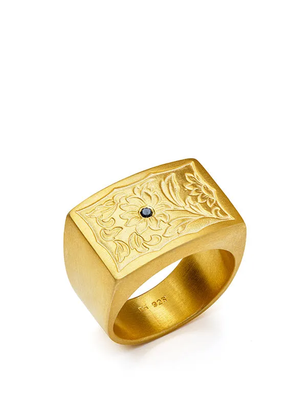 Henrik Vibskov Boutique Royal Garden Signet Ring 8211 Gold Plated With Black Diamond Men Rings Henrik Vibskov Boutique Royal Garden Signet Ring 8211 Gold Plated With Black Diamond Men Rings