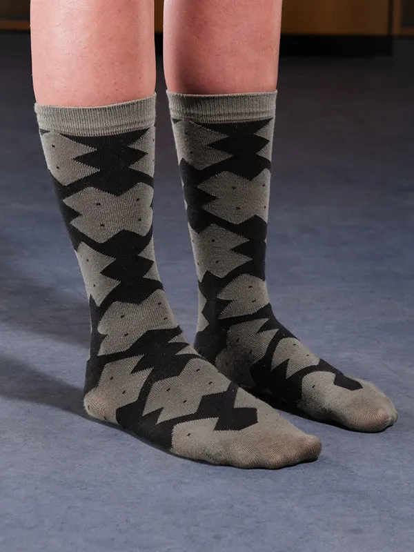 Henrik Vibskov Boutique Solitaire Socks Femme 8211 Black Olive Solitaire Cross Women Socks