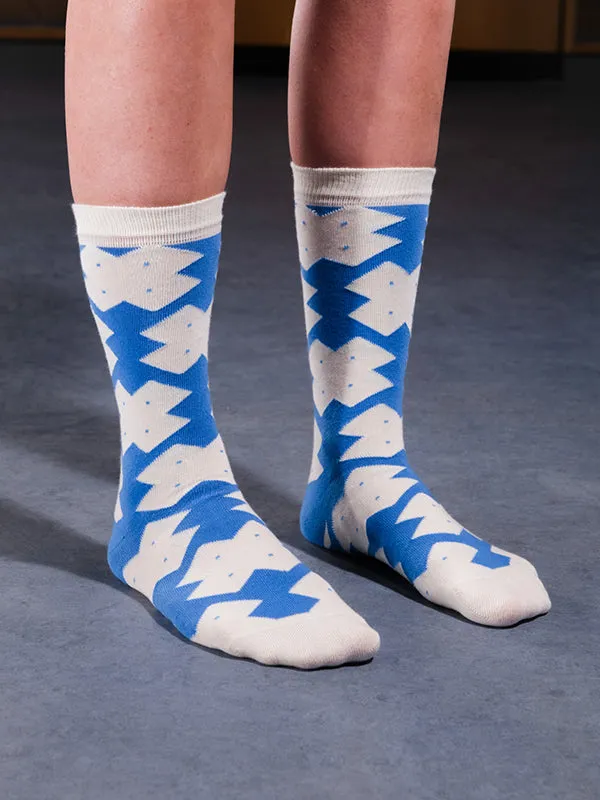 Henrik Vibskov Boutique Solitaire Socks Femme 8211 White Blue Solitaire Cross Women Socks