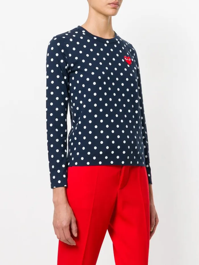 Henrik Vibskov Boutique Women039s Polka Dot Tee Red Heart 8211 Navy Women Tops