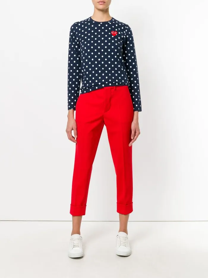 Henrik Vibskov Boutique Women039s Polka Dot Tee Red Heart 8211 Navy Women Tops