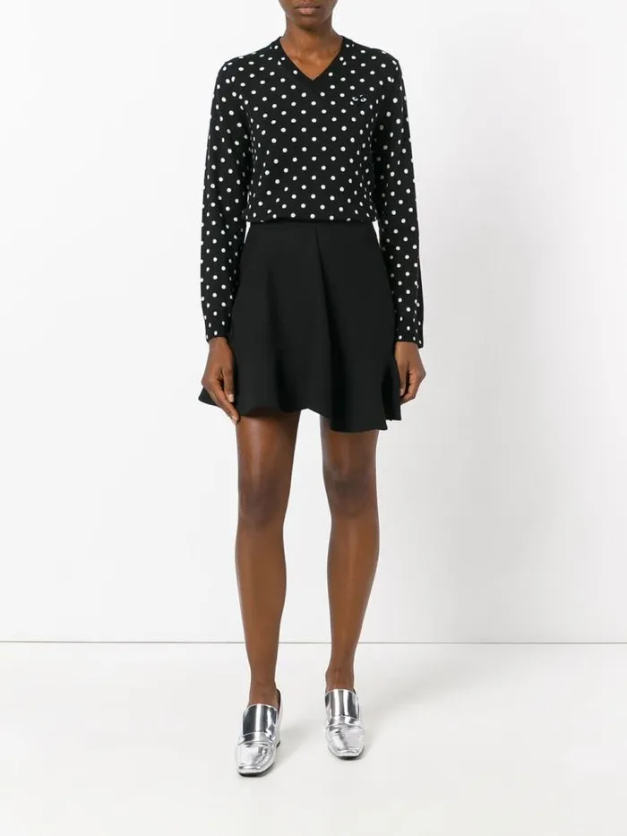 Henrik Vibskov Boutique Womens VNeck Pullover Polka Dot Black Heart 8211 Black Women Knitwear