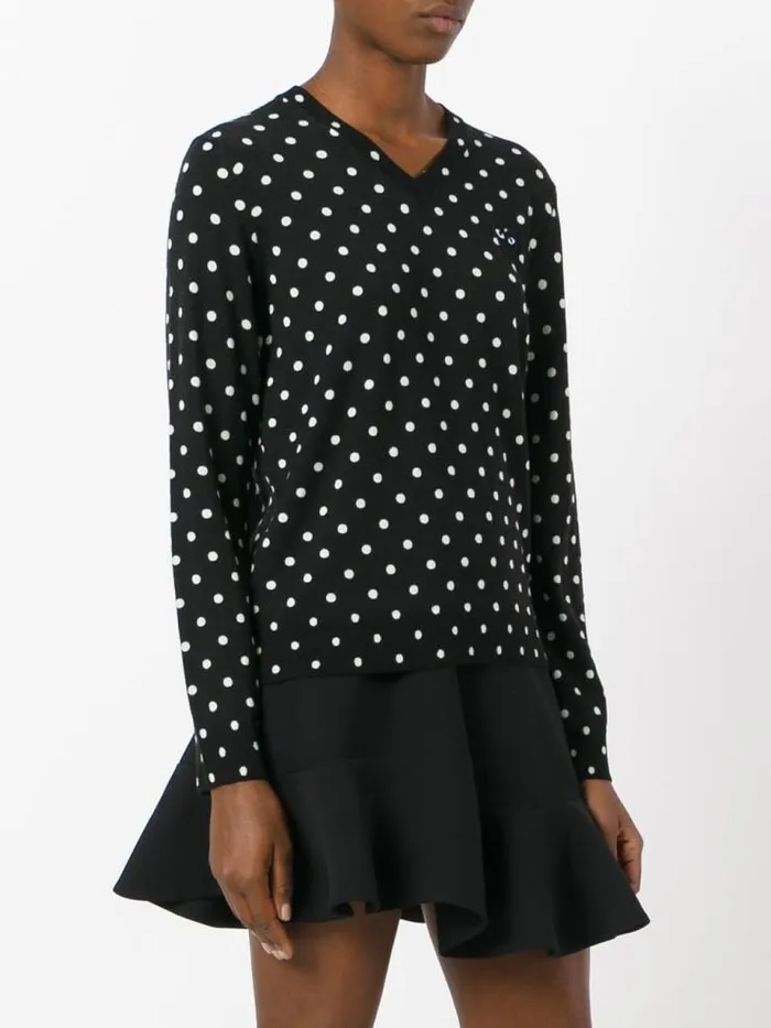 Henrik Vibskov Boutique Womens VNeck Pullover Polka Dot Black Heart 8211 Black Women Knitwear
