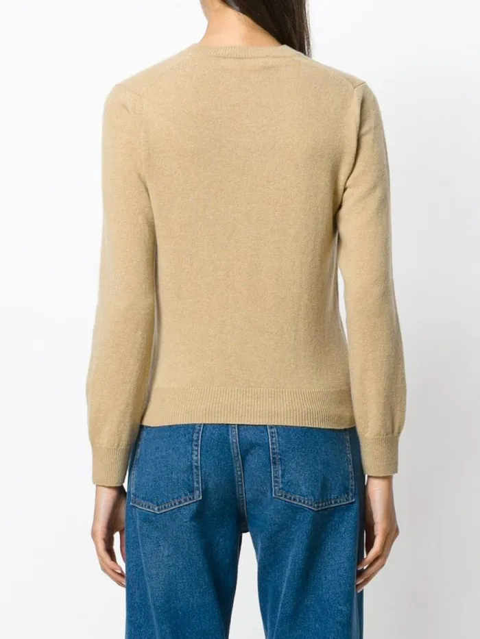 Henrik Vibskov Boutique Womens VNeck Pullover White Heart 8211 Light Camel Women Knitwear