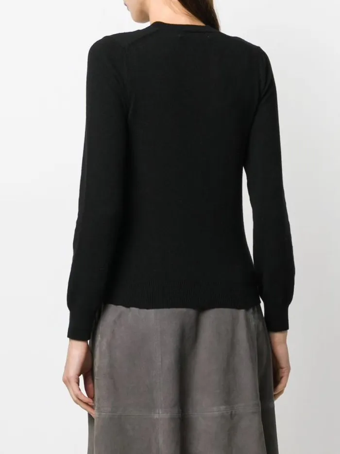 Henrik Vibskov Boutique Womens VNeck Pullover With Gold Heart 8211 Black Women Knitwear